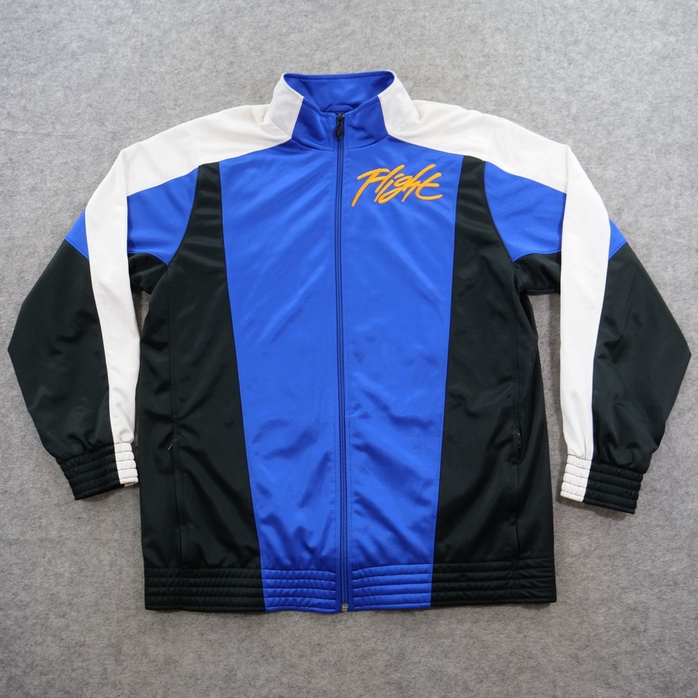 Nike Air Jordan Flight Track Jacket Mens Large Blue Black White Full Zip Retro